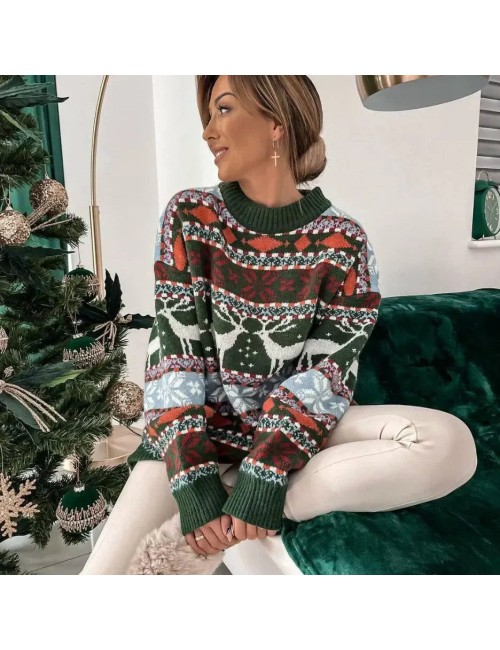 Mięsisty sweter z motywem zimowym