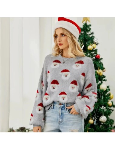 Świąteczny sweter z motywem Mikołajów