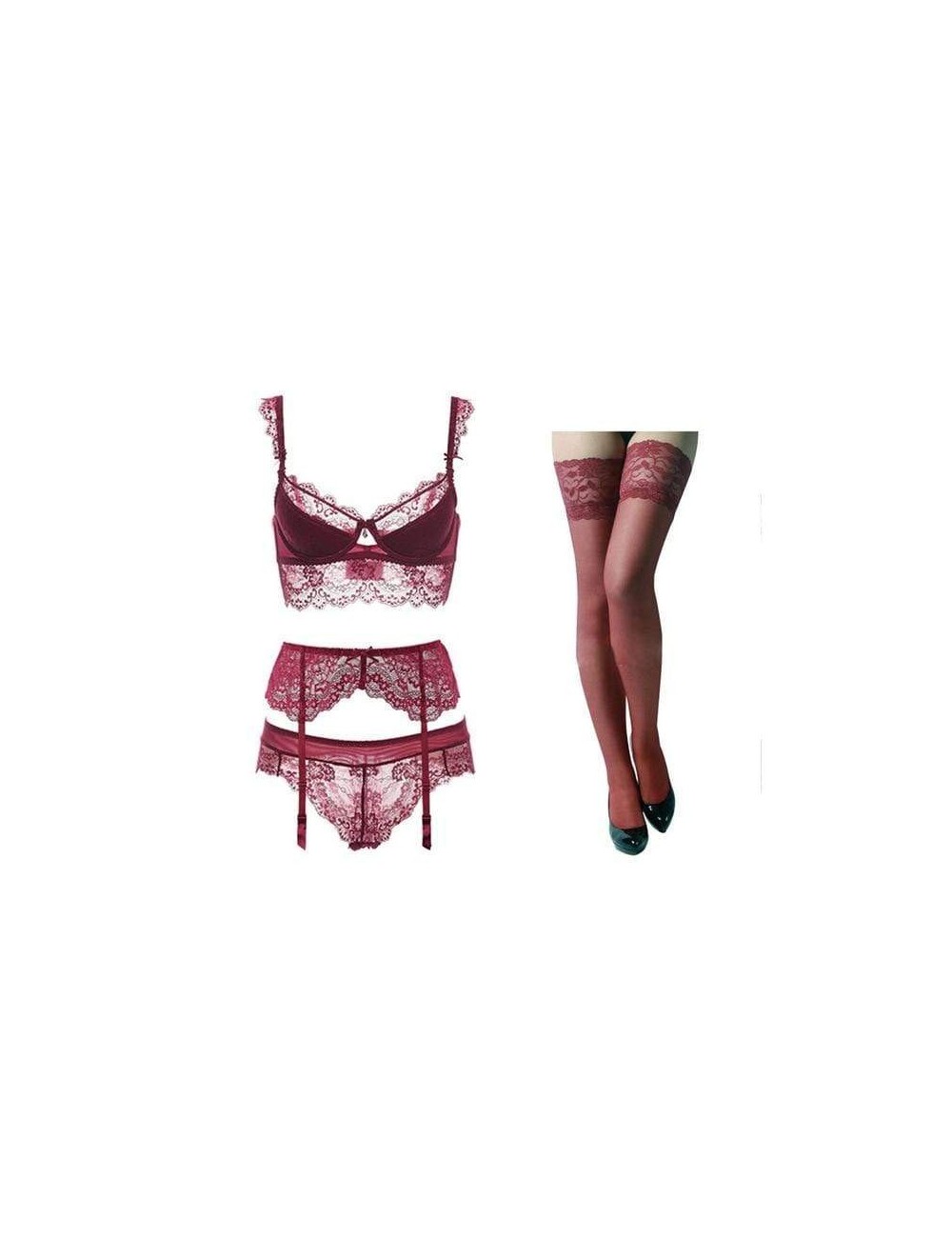 Komplet bielizny koronkowej z koronkowym biustonoszem typu bralette