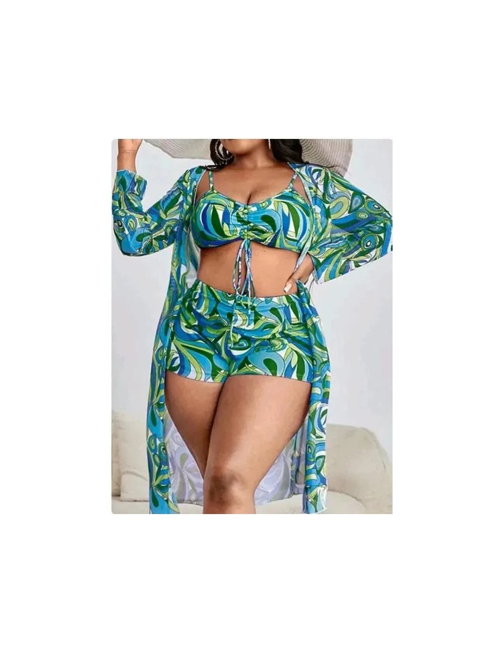 Dwuczęściowy strój kąpielowy plus size z wysokim stanem