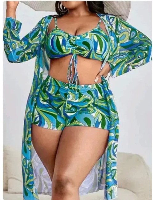 Dwuczęściowy strój kąpielowy plus size z wysokim stanem