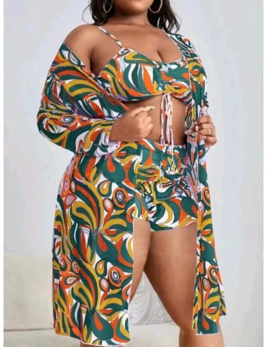 Dwuczęściowy strój kąpielowy plus size z wysokim stanem