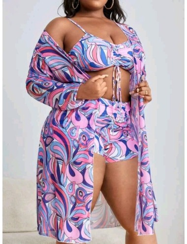 Dwuczęściowy strój kąpielowy plus size z wysokim stanem