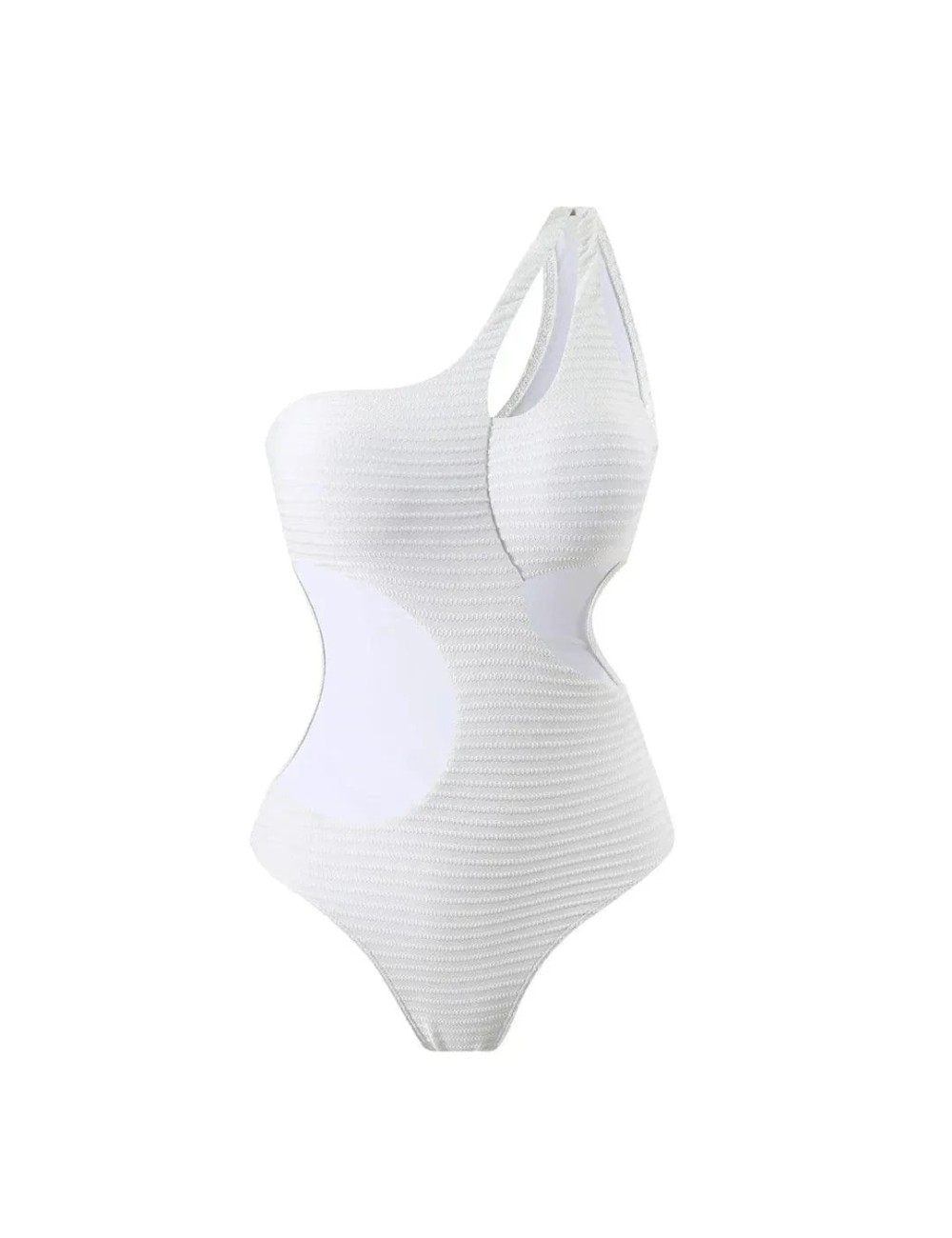 Asymetryczny jednoczęściowy strój kąpielowy z dekoltem w kształcie litery V