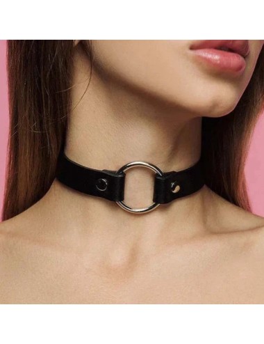 Choker z metalowym pierścieniem do łączenia z innymi akcesoriami