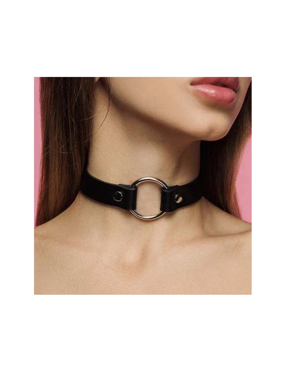 Choker z metalowym pierścieniem do łączenia z innymi akcesoriami