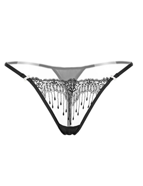 Siateczkowe stringi z haftowanym wzorem