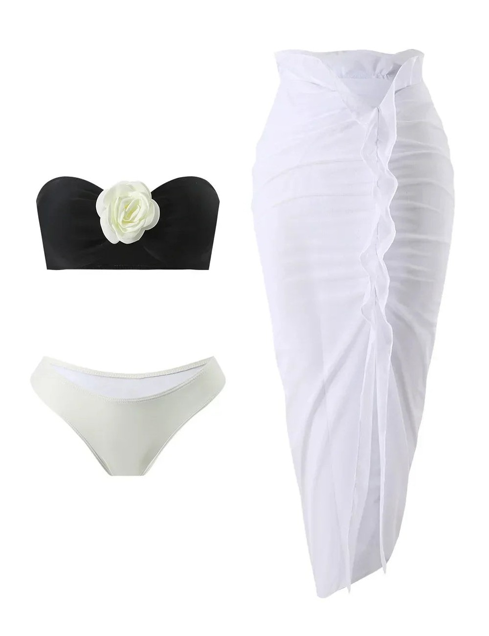 Dwuczęściowy strój kąpielowy z elegancką spódnicą
