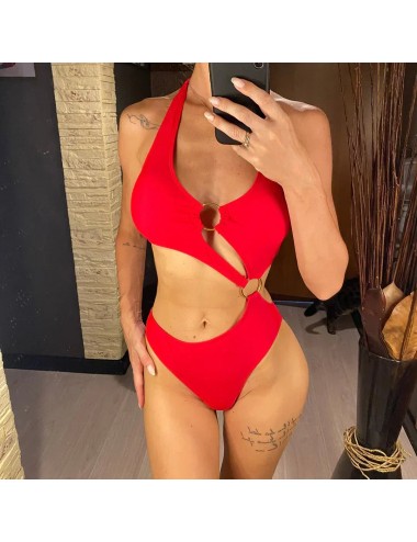 Monokini z ozdobnymi złotymi pierścieniami