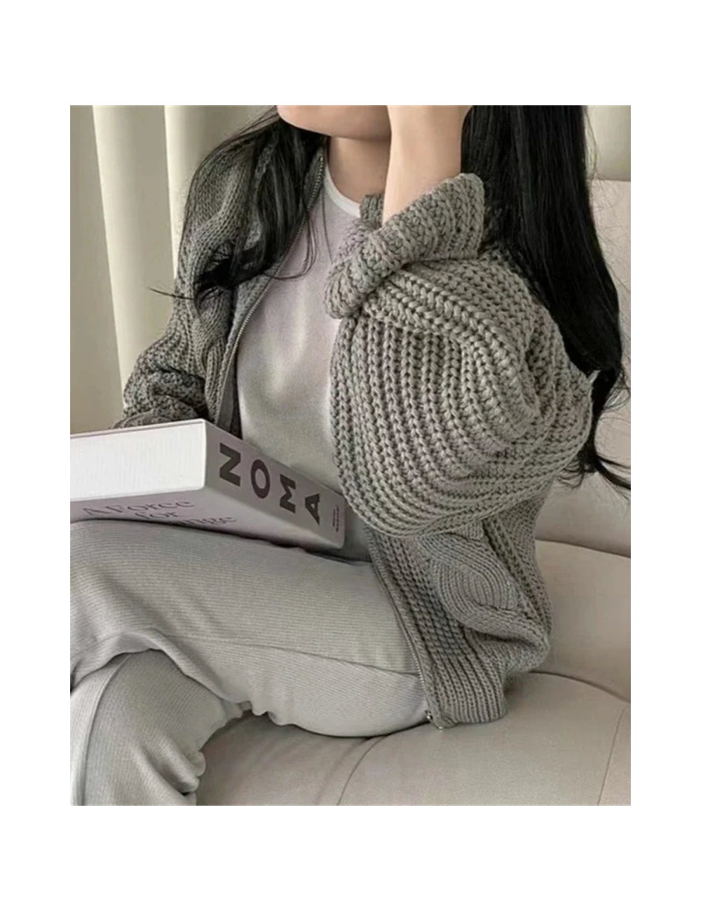 Sweterkowa bluza oversize rozpinana