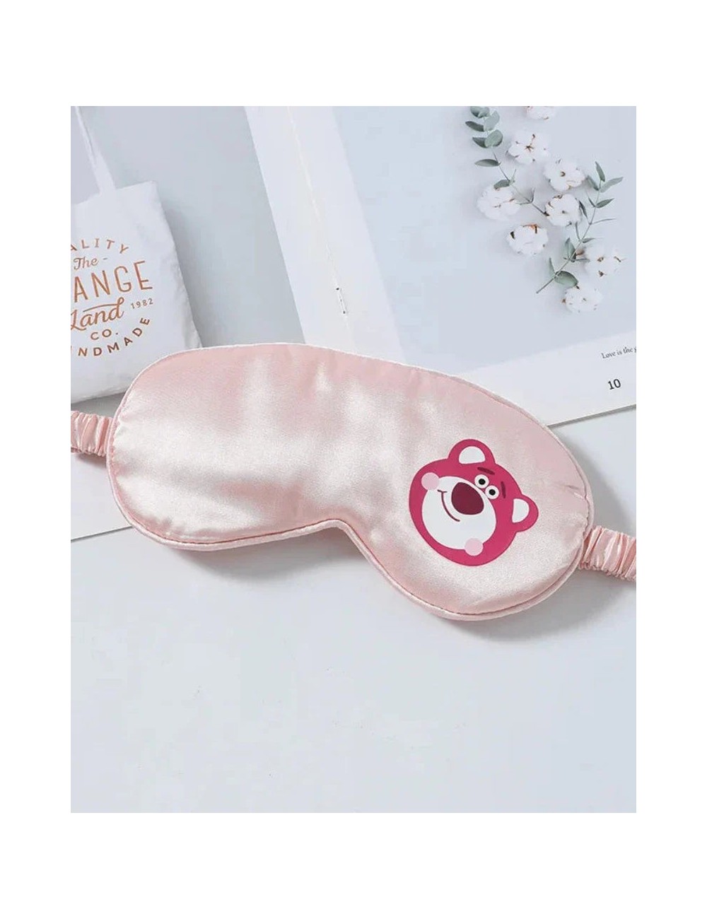 Satynowa opaska na oczy do spania z maskotką