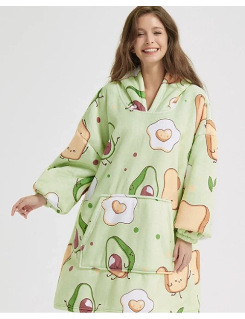 Puchata kocobluza oversize z kapturem i kieszonką