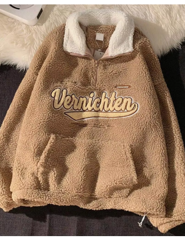 Puchata bluza oversize z wysoką stójką