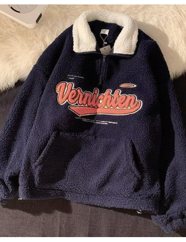 Puchata bluza oversize z wysoką stójką