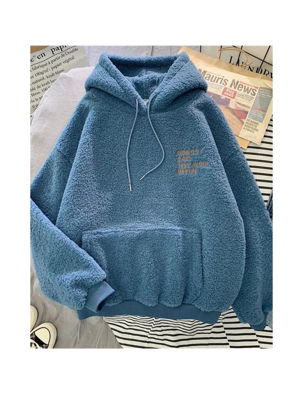Puchata bluza oversize z kapturem