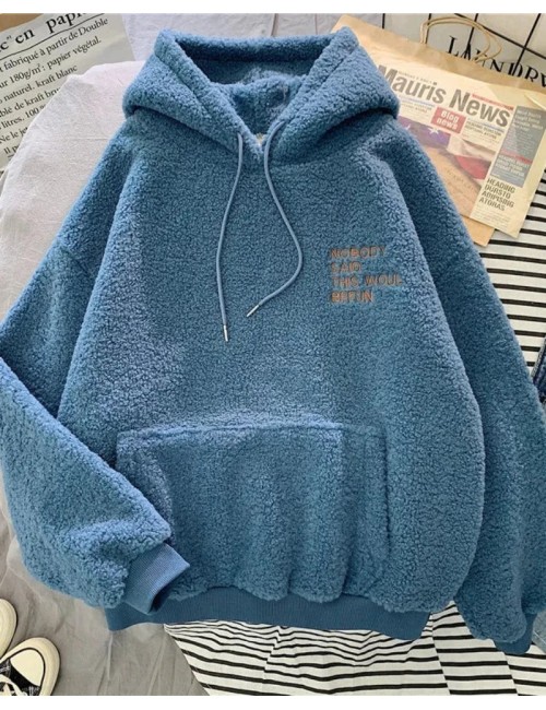 Puchata bluza oversize z kapturem