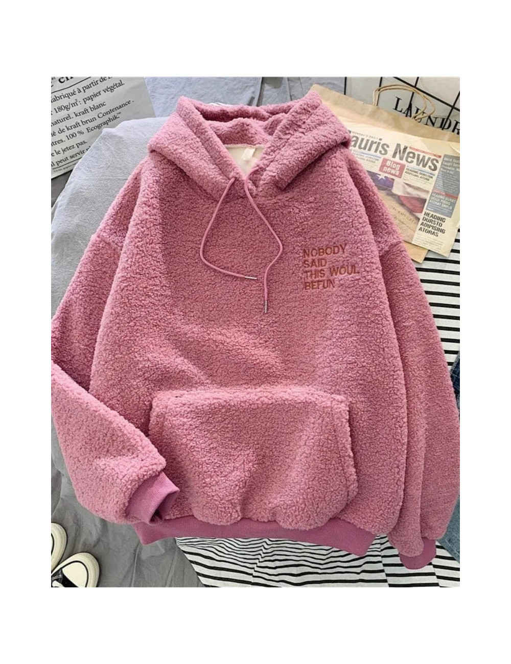 Puchata bluza oversize z kapturem
