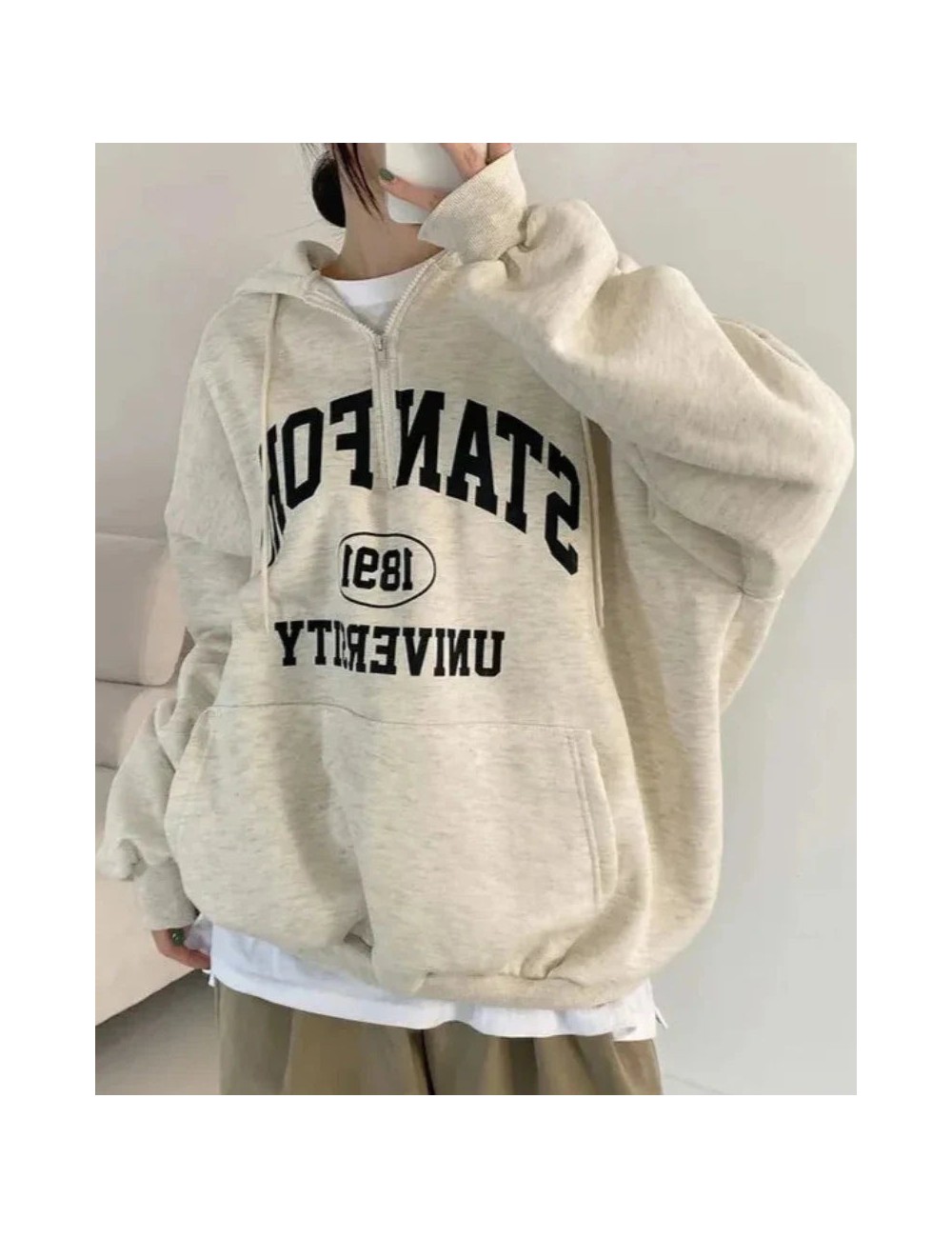 Luźna bluza z kapturem oversize Stanford University