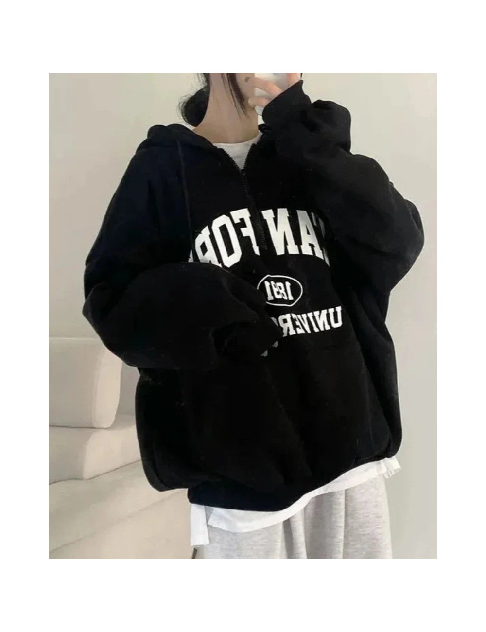 Luźna bluza z kapturem oversize Stanford University