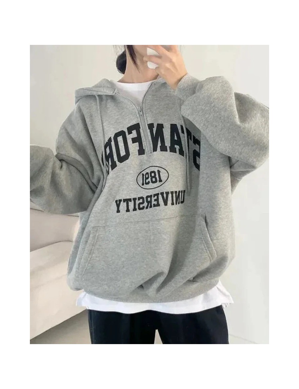 Luźna bluza z kapturem oversize Stanford University