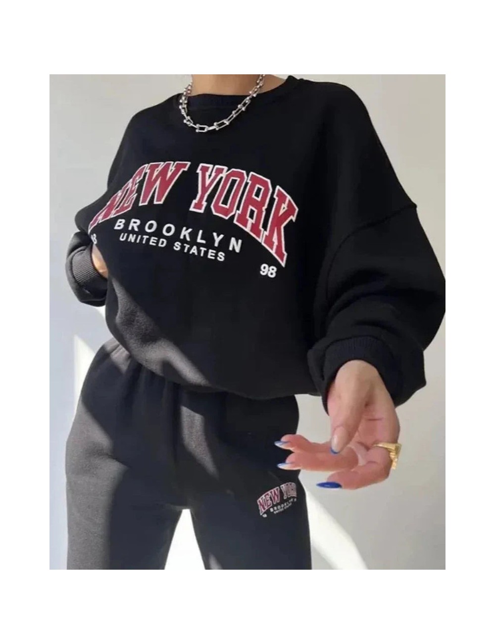 Luźna bluza oversize z napisem New York