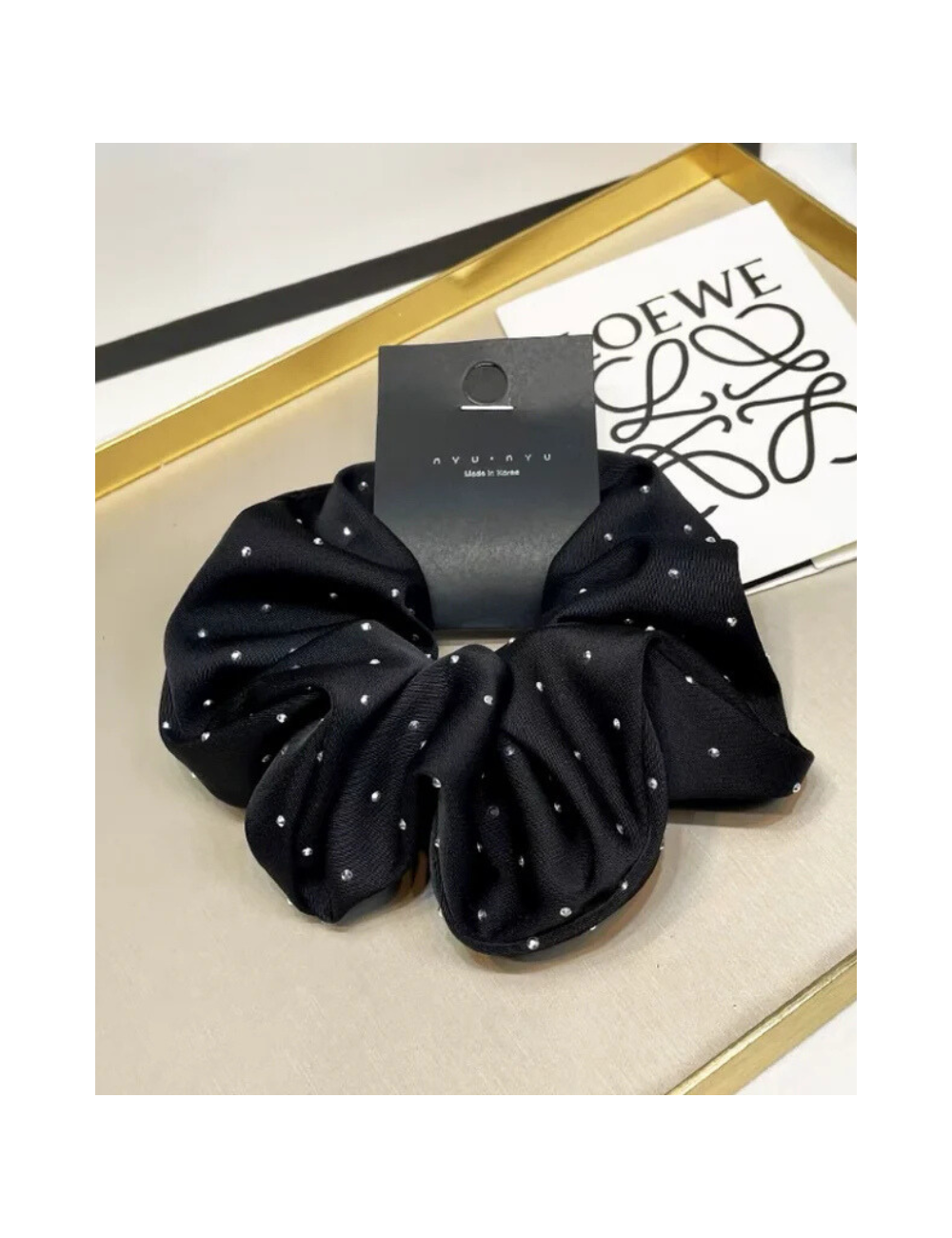 Frotka do włosów scrunchie z połyskującymi drobinkami