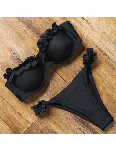 Dwuczęściowy strój kąpielowy bikini z ozdobną falbanką