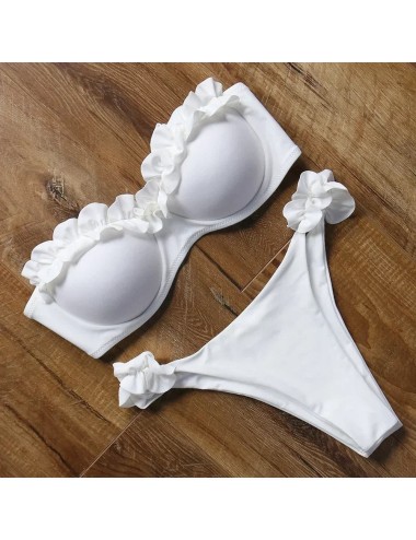 Dwuczęściowy strój kąpielowy bikini z ozdobną falbanką