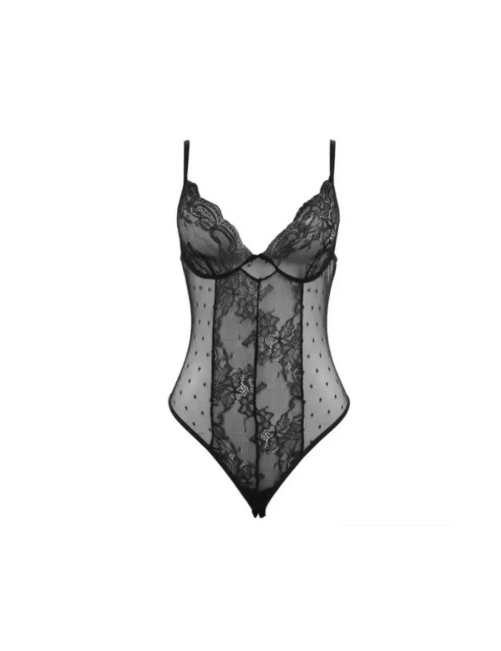 Eleganckie body koronkowe z groszkami