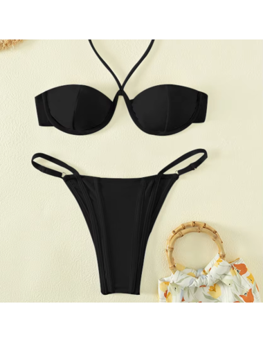 Dwuczęściowy strój kąpielowy bikini wiązany na szyi