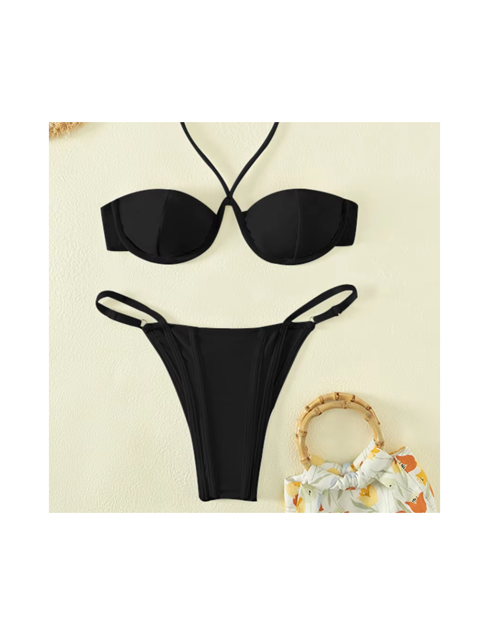 Dwuczęściowy strój kąpielowy bikini wiązany na szyi