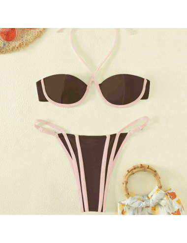 Dwuczęściowy strój kąpielowy bikini wiązany na szyi