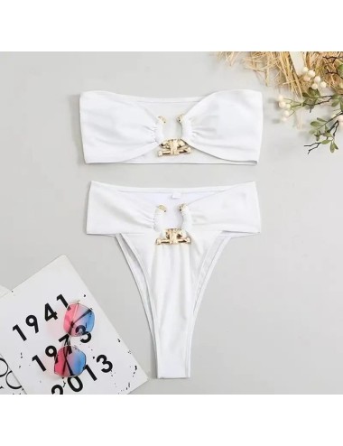Dwuczęściowy strój kąpielowy bikini z metalowymi elementami