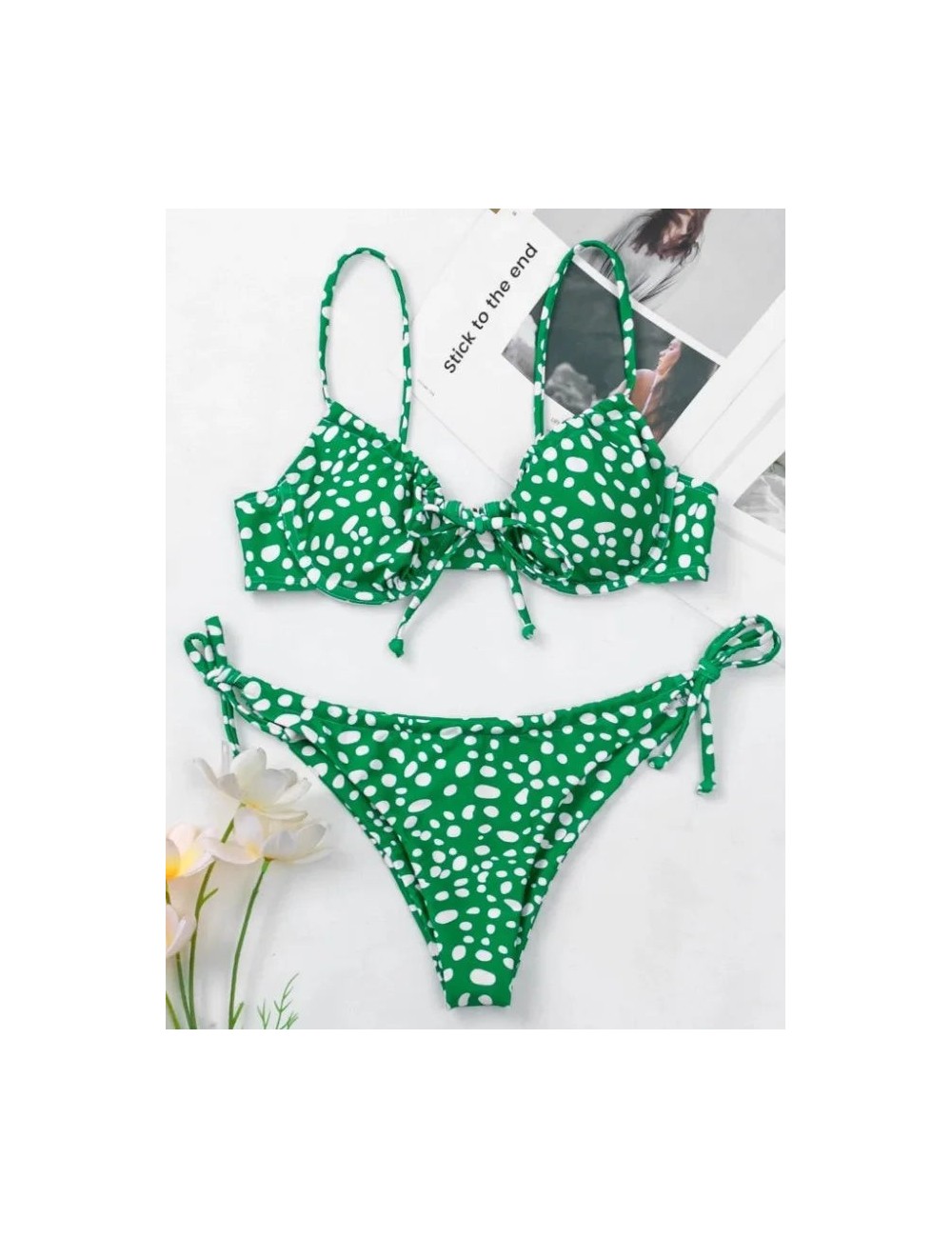 Dwuczęściowy strój kąpielowy bikini w kropki