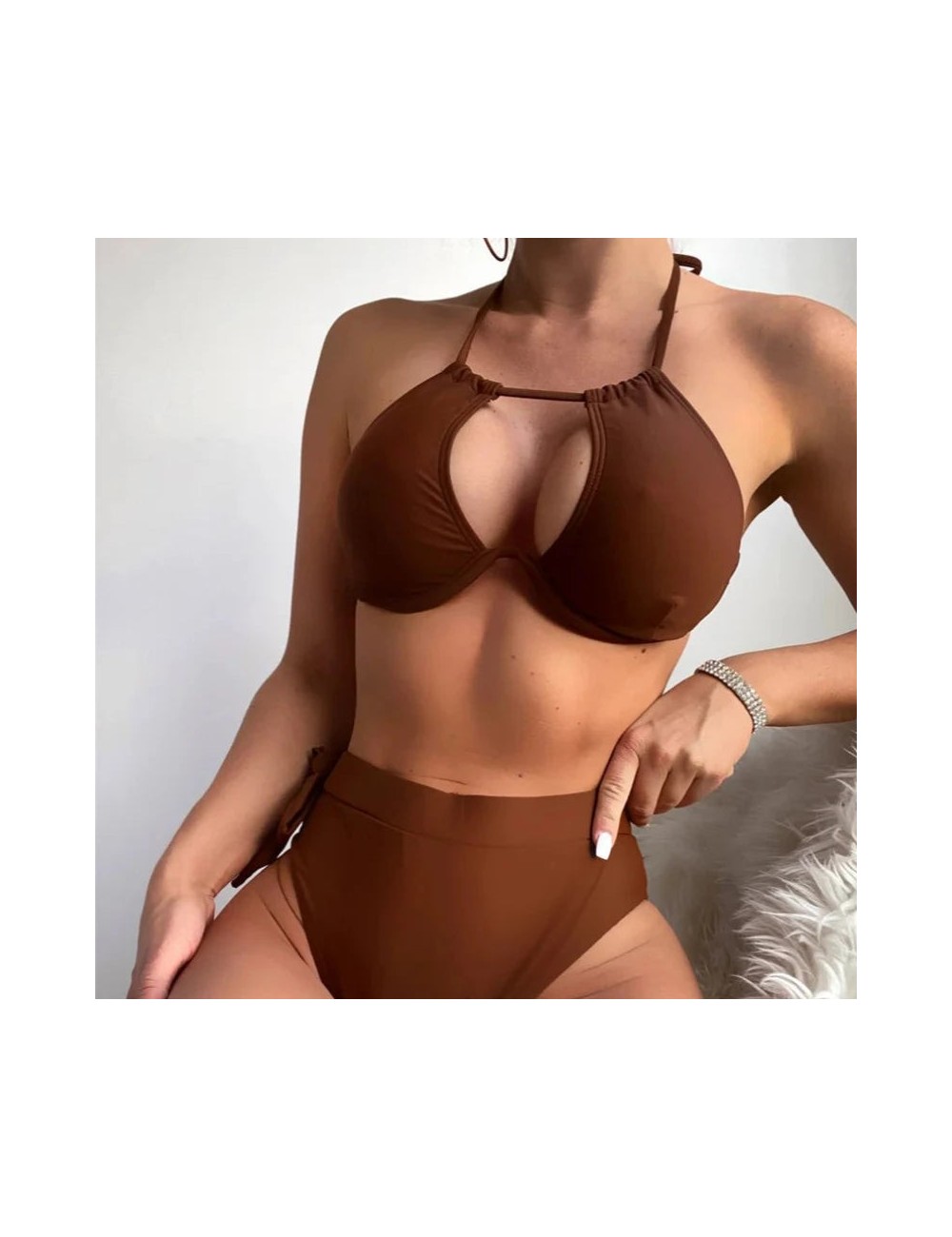 Dwuczęściowy strój kąpielowy bikini z wysokim stanem