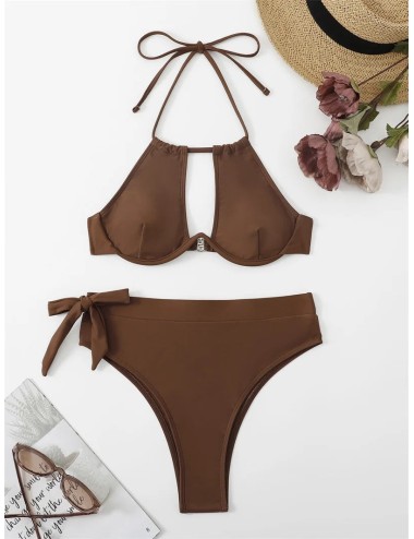 Dwuczęściowy strój kąpielowy bikini z wysokim stanem
