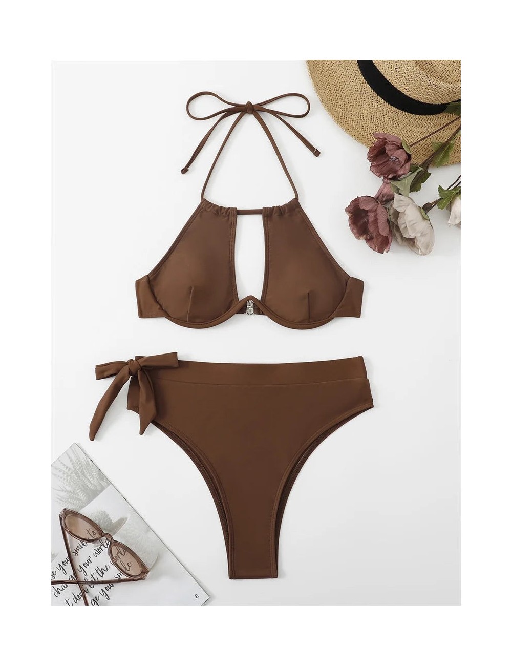 Dwuczęściowy strój kąpielowy bikini z wysokim stanem