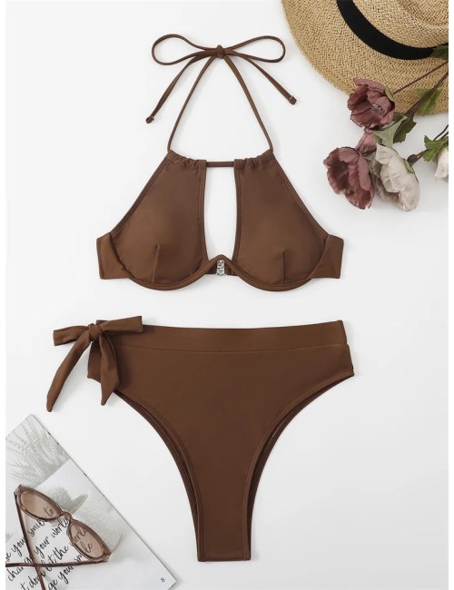 Dwuczęściowy strój kąpielowy bikini z wysokim stanem