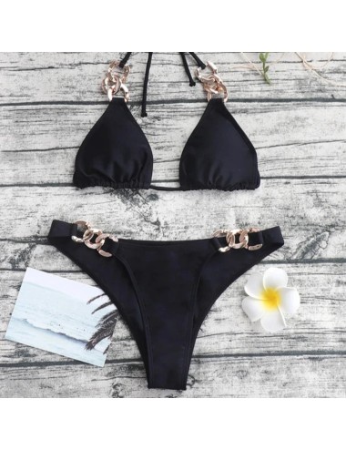 Dwuczęściowy strój kąpielowy bikini z łańcuszkiem