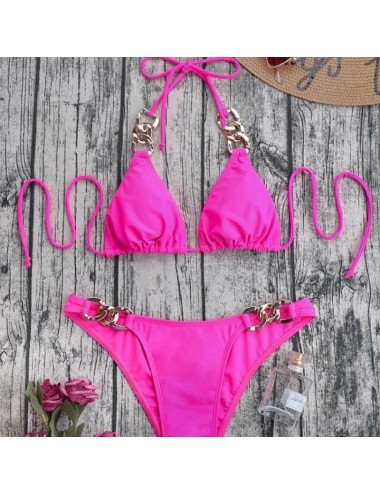 Dwuczęściowy strój kąpielowy bikini z łańcuszkiem