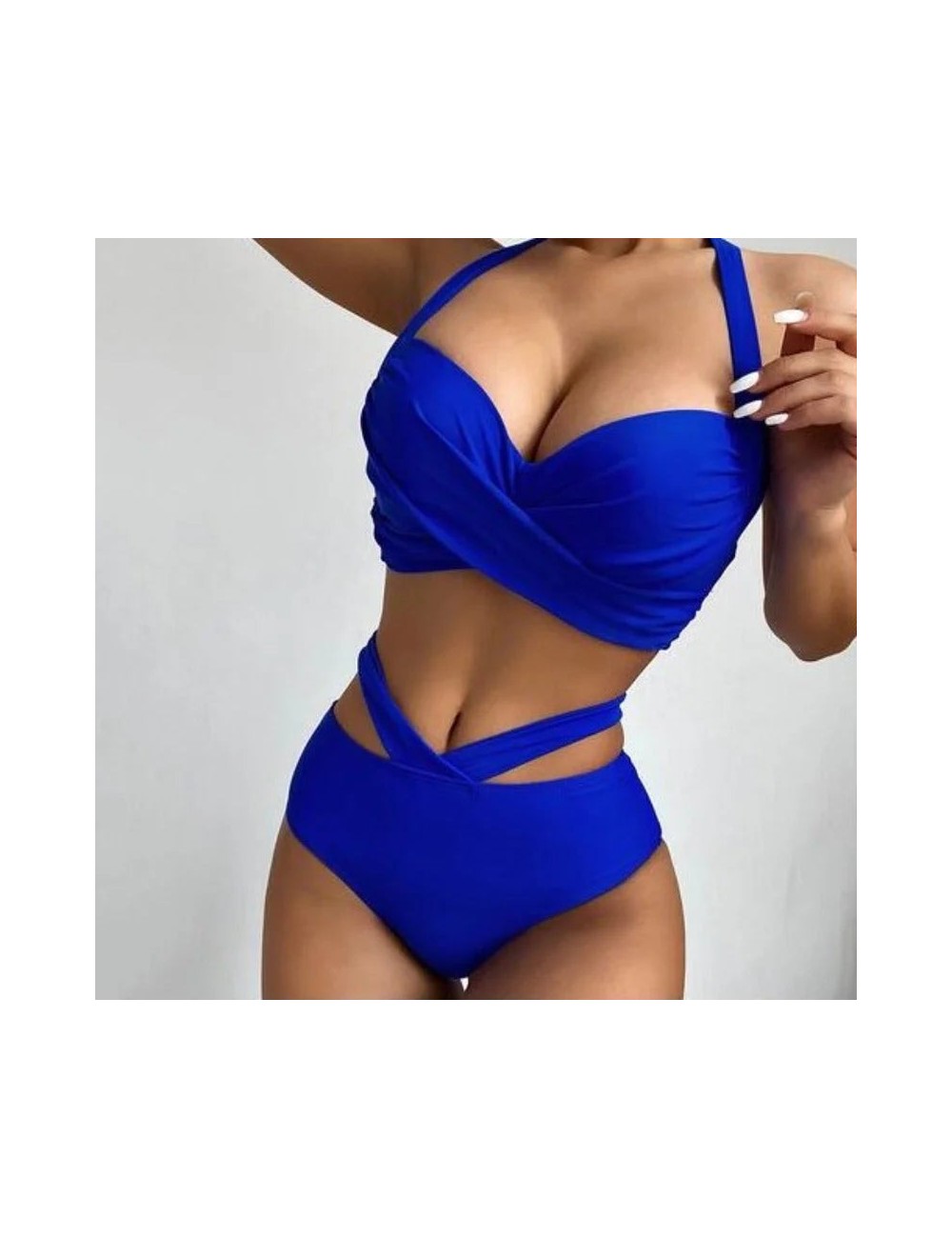 Dwuczęściowy strój kąpielowy bikini push up z wysokim stanem