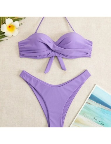 Dwuczęściowy strój kąpielowy bikini wiązany na szyi