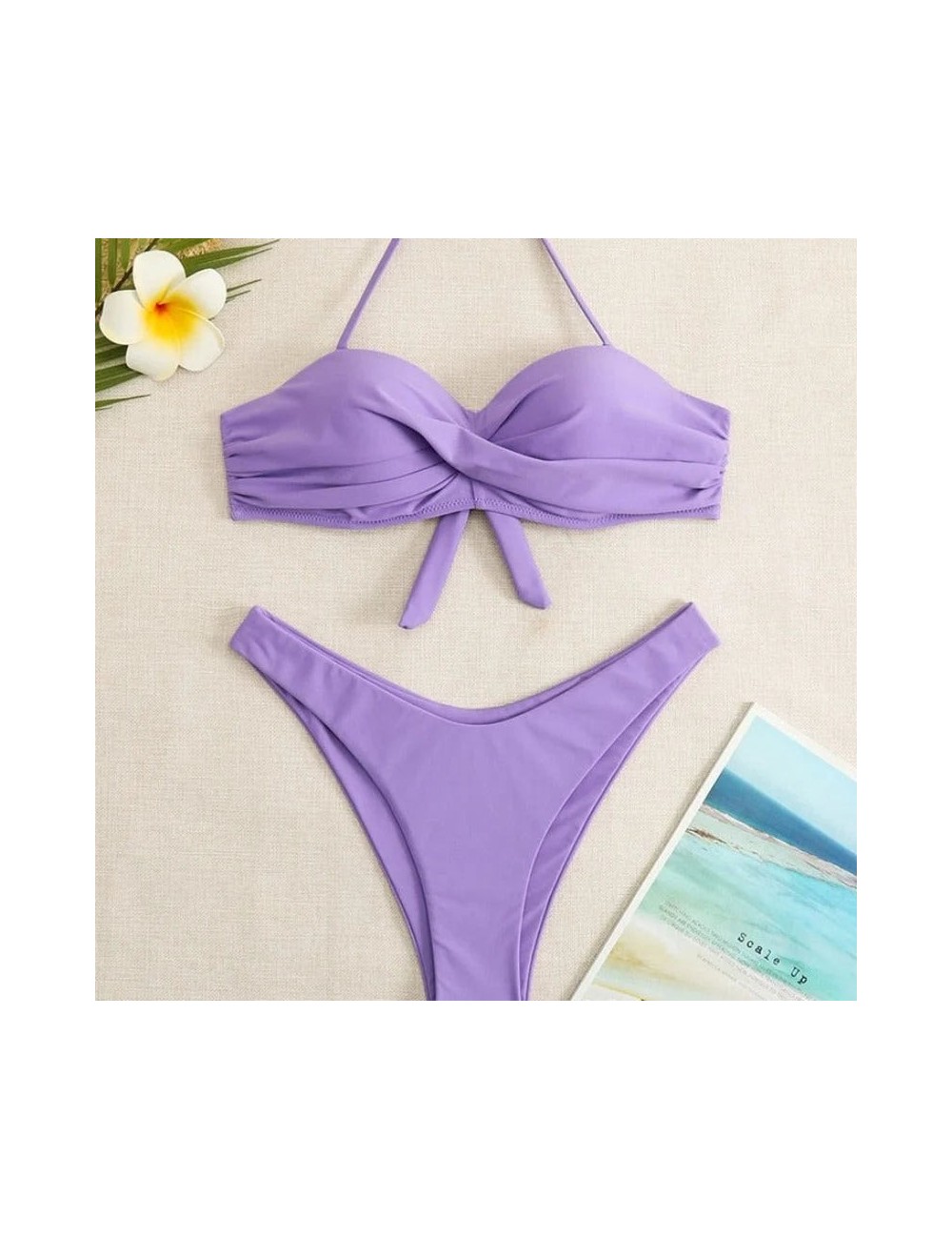 Dwuczęściowy strój kąpielowy bikini wiązany na szyi
