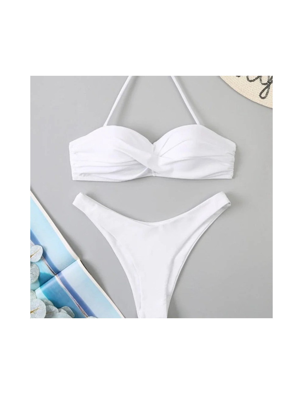 Dwuczęściowy strój kąpielowy bikini wiązany na szyi