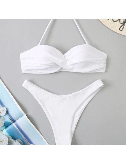 Dwuczęściowy strój kąpielowy bikini wiązany na szyi