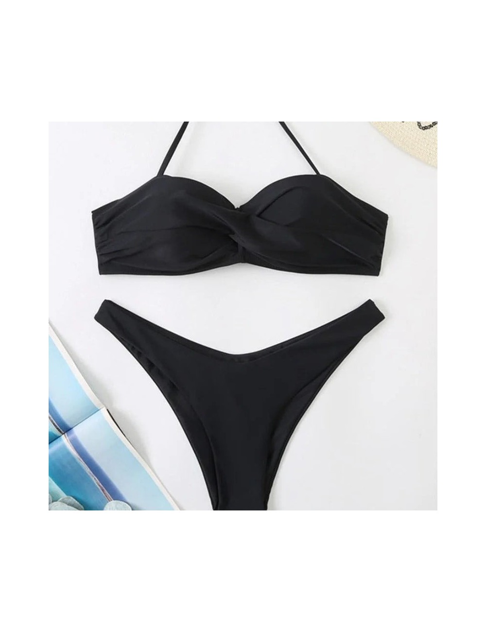 Dwuczęściowy strój kąpielowy bikini wiązany na szyi