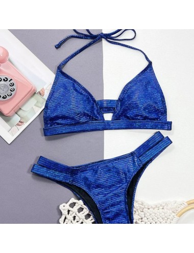 Dwuczęściowy strój kąpielowy bikini błyszczący