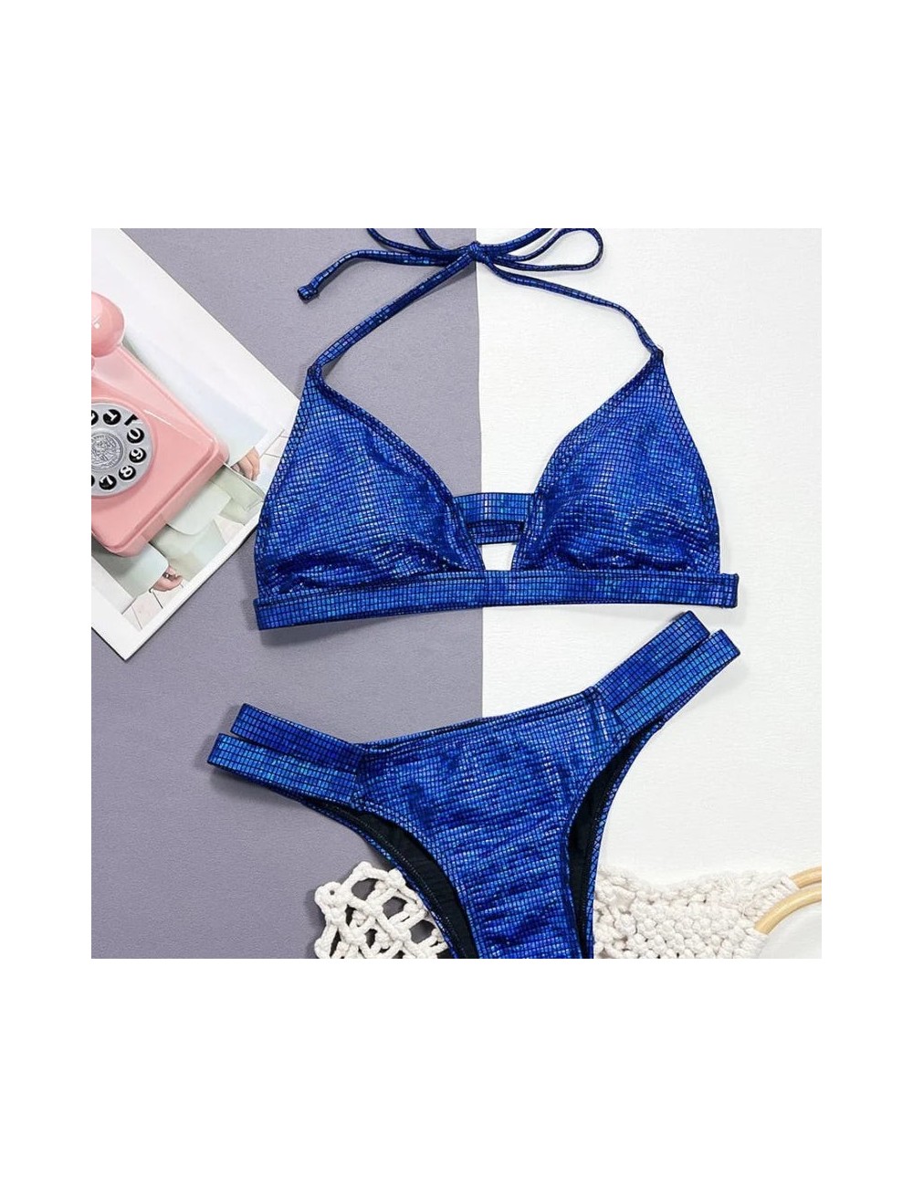 Dwuczęściowy strój kąpielowy bikini błyszczący