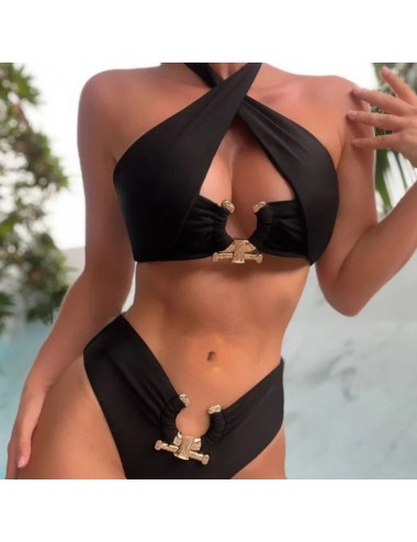 Dwuczęściowy strój kąpielowy bikini z ozdobnymi elementami
