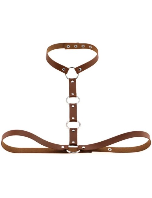 Skórzany harness do biustonosza